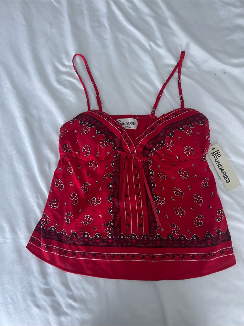 No Boundaries Red Bandana Top
